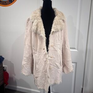 Mix It Cream Teddy Jacket with Faux Fur